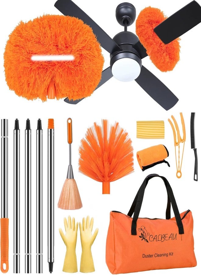 CALBEAU Ceiling Fan Cleaner Duster with 60 inch Extension Pole, Dusters for Cleaning High Ceiling Fan Blades, Dusters Kit with Storage Bag, Cleaning Tools for Families (14pcs) - Image 1